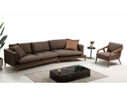 Sofá esquinero Sofá Sala de estar Sofás Tela Lujo Esquina Forma de L Madera Estilo Moderno Muebles Nuevo
