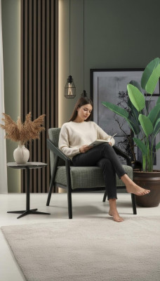 Sillón Asiento Sala de estar Tejido Poliéster Estilo Moderno Diseño Lujo