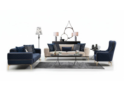 Conjunto de sofás de lujo con sofá y sillón modernos de tres plazas.