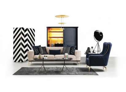 Conjunto de sofá sofá sofás 3 + 1 asientos sillón tela madera modernos poliéster
