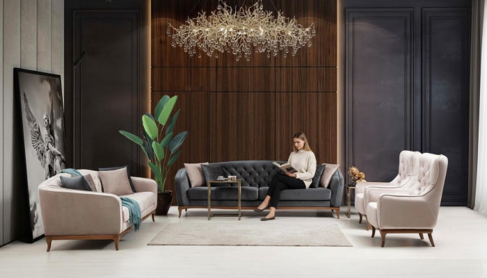 Sofá de lujo Conjunto de sofás Sofá Sillones 4+3+1 plazas Moderno Set de 3 piezas Diseño