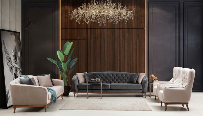 Sofá de lujo Conjunto de sofás Sofá Sillones 4+3+1 plazas Moderno Set de 3 piezas Diseño