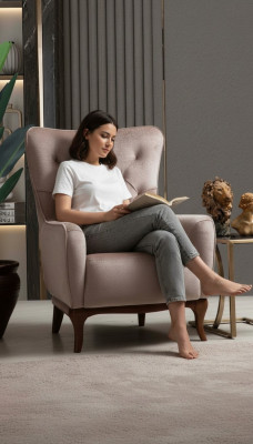 Sillón de lujo de una plaza, asiento tapizado, diseño textil de un asiento, tela moderna.
