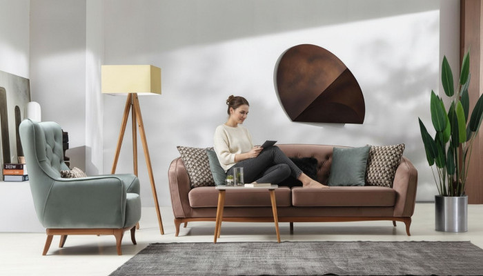 Conjunto de sofá de lujo 4+1 asientos en tela para sala de estar mobiliario de diseño.