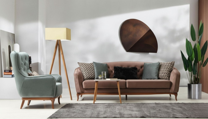 Conjunto de sofá de lujo 4+1 asientos en tela para sala de estar mobiliario de diseño.