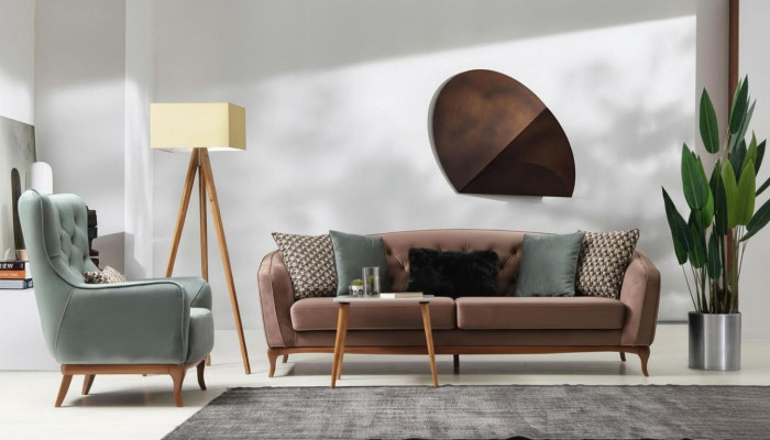 Conjunto de sofá de lujo 4+1 asientos en tela para sala de estar mobiliario de diseño.