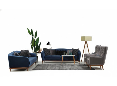 Conjunto Chesterfield de sofás de lujo, conjunto de sofás de 4+3+1 plazas, grupo de tela.