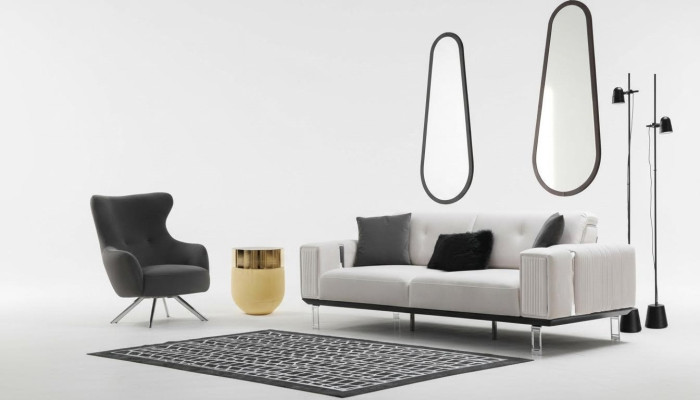 Sofá de lujo con 3+1 plazas, sofás, sillones tapizados de tela diseño de muebles nuevos.