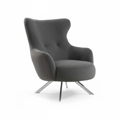 Sillón orejero de lujo de una plaza tapizado de diseñador en tela moderna.