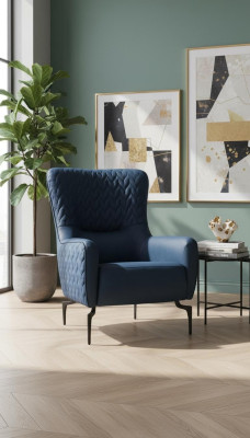 Sillón de lujo de una plaza, asiento tapizado de diseñador en tela moderna.