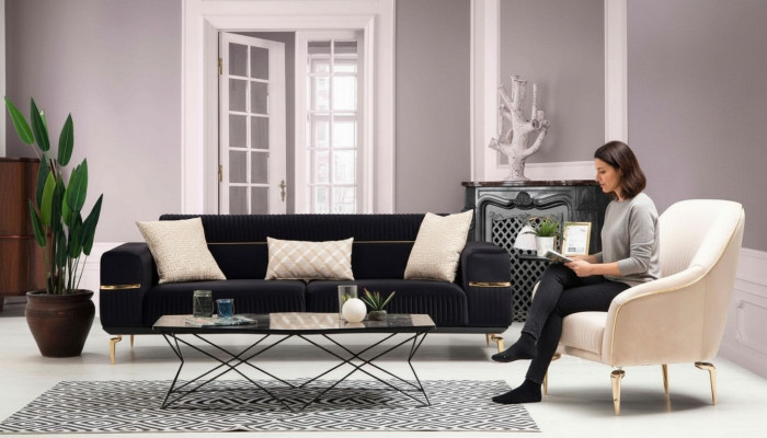 Sofá conjunto de sofás sofás 3+1 asientos sillón muebles acolchado diseñador sofás