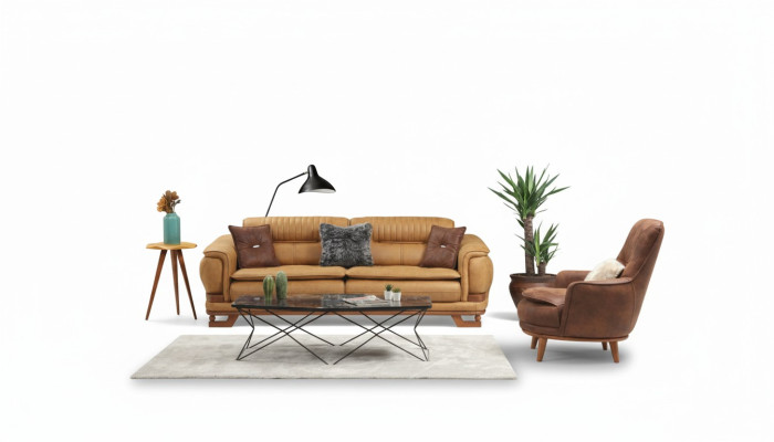 Conjunto de sala de estar Sofá de lujo Conjunto completo de sofás de 3+1 plazas Sillón