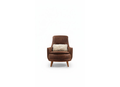 Sillón orejero de diseño acolchado para sala de estar, asiento 1 de piel sintética.