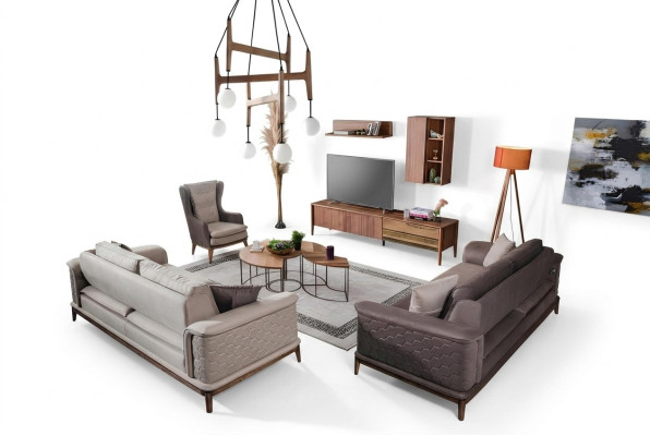 Conjunto de sofás de lujo 3+3+1 asientos Sofá de tela Sillones Sofás Modernos Marrón