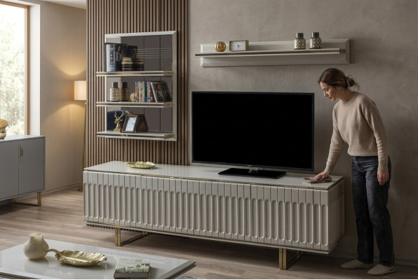 Mueble de televisión de lujo para la pared de la sala de estar RTV Lowboard soporte de TV aparador estante pared de la sala de estar