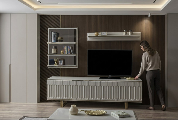 Soporte de televisión de lujo - Salón RTV Lowboard Sideboard Cómoda Mueble de pared moderno nuevo
