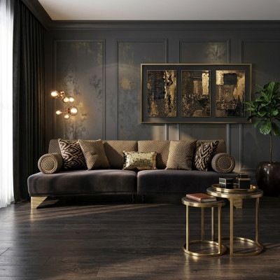 Sofá de tres plazas 3 plazas Sofás de lujo Sofá de tela para sala de estar 260cm Muebles