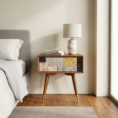 Mesita de noche Mesitas de noche Mesa auxiliar Diseño de madera Mesas modernas de dormitorio