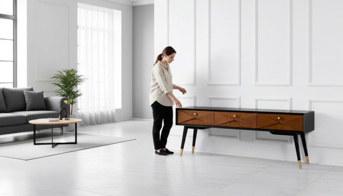 Mesa de consola consola cómoda aparador madera moderna lujo diseño marrón nuevo