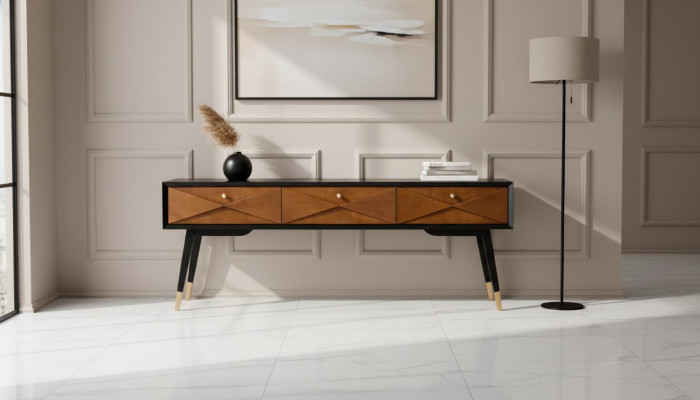 Mesa de consola consola cómoda aparador madera moderna lujo diseño marrón nuevo