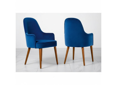 Silla de comedor Sillón Butaca Asiento 1 Plaza Sillón club Tela Azul Comedor Madera