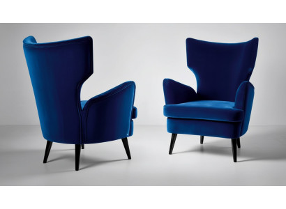Sillón reclinable orejero de tela de lujo de una plaza para salón moderno azul