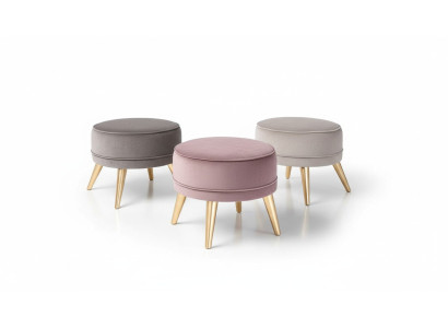 Taburete otomano de tela de diseño de lujo moderno para sala de estar, rosa y redondo.