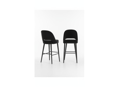 Taburete de bar taburete taburete taburete silla moderna poliéster negro tela diseño de madera nuevo
