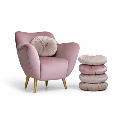 Silla Sillón Orejero de una plaza Asiento Tela Lujo Sala de estar Moderno Rosa