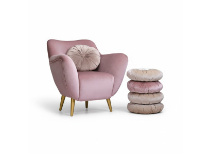 Silla Sillón Orejero de una plaza Asiento Tela Lujo Sala de estar Moderno Rosa