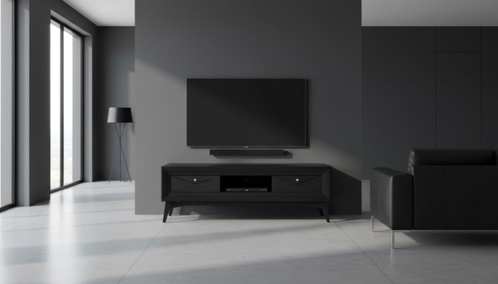 Mueble de televisión Bajo Aparador Mesa de sala de estar Moderna de madera Negro Diseño