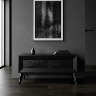 Soporte rtv Aparador de soporte Mesa de salón Moderno Madera Negro Diseño
