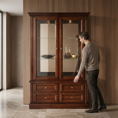 Vitrina armarios Muebles Estilo clásico Vitrinas Sala de estar Aparador Vidrio Madera