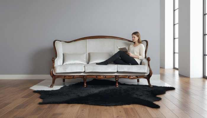 Sofá de tres plazas de lujo de tela gris para la sala de estar, muebles clásicos de color marrón, nuevos