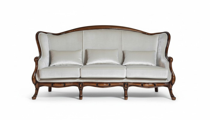 Sofá de tres plazas de lujo de tela gris para la sala de estar, muebles clásicos de color marrón, nuevos