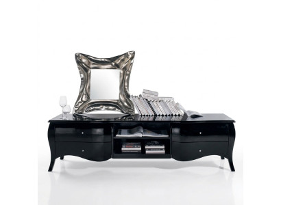 Mueble de TV Aparador bajo soporte de TV estante sala de estar de madera negra mesas de cómoda.