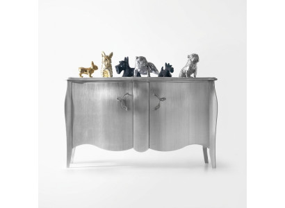 Vitrina plateada, cómoda, aparador, armarios, cómodas de madera, muebles de lujo, plata.