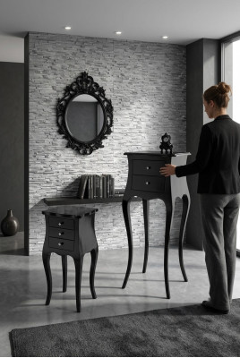 Mesita de salón Mesa de centro Mesas Sala de estar Lujo Negro Mesa Muebles clásicos.