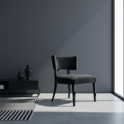 Silla de comedor Silla Sillón Diseño Sillas Butaca Asiento Madera Lujo Negro