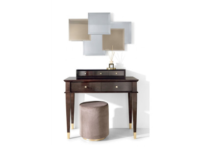 Vanity Stool Console Table Luxury Wood Secretary Brown Bedroom 2pcs