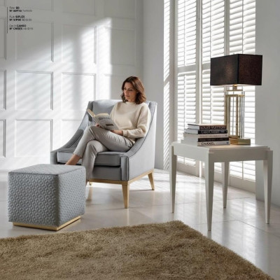 Grupo de sillones butaca, mesa auxiliar, mesa de centro moderna, conjunto de 2 piezas para la sala de estar.
