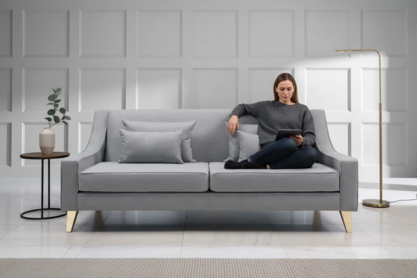 Sofá de tres plazas Sofás de 3 plazas Lujo Asiento Tela Gris Diseño Moderno de Sala de Estar
