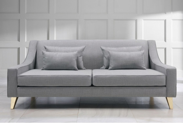Sofá de tres plazas Sofás de 3 plazas Lujo Asiento Tela Gris Diseño Moderno de Sala de Estar