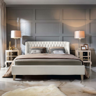 Lujo dormitorio cama mesita de noche juego cama doble camas 3 piezas moderno blanco