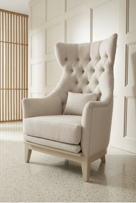 Sillón orejero, sillón de club, sillón Chesterfield de lujo, asiento de lujo, asiento de sala de estar, nuevo.