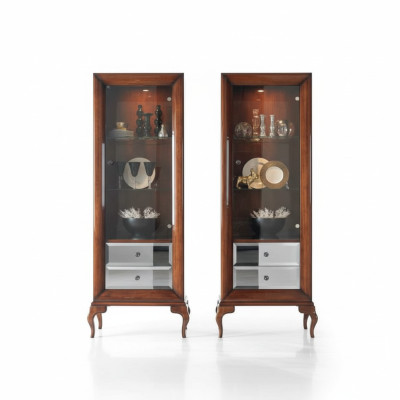 Vitrinas Armarios Vitrinas Madera Muebles de lujo Sala de estar Armario Marrón Barroco Nuevo