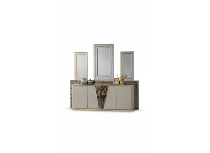 Buffet Cómoda Sala de estar Madera Moderna Beige Lujo Armarios Diseño