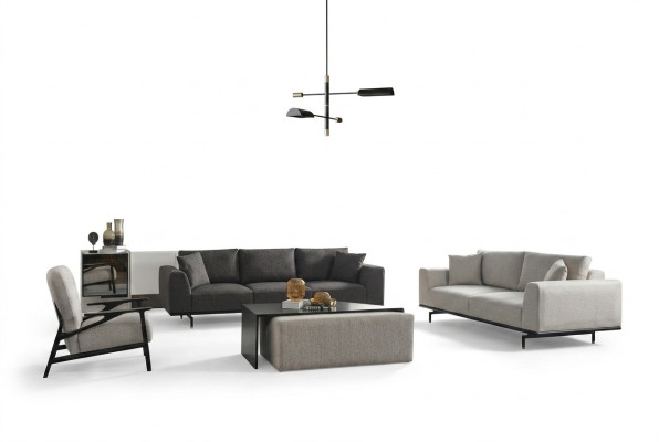 Conjunto completo de sofás y sillones gris, juego de sofá de 4 piezas.