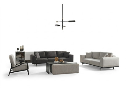 Conjunto completo de sofás y sillones gris, juego de sofá de 4 piezas.