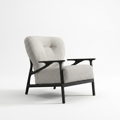 Sillón orejero moderno de tela de poliéster blanco diseño de sala de estar.
